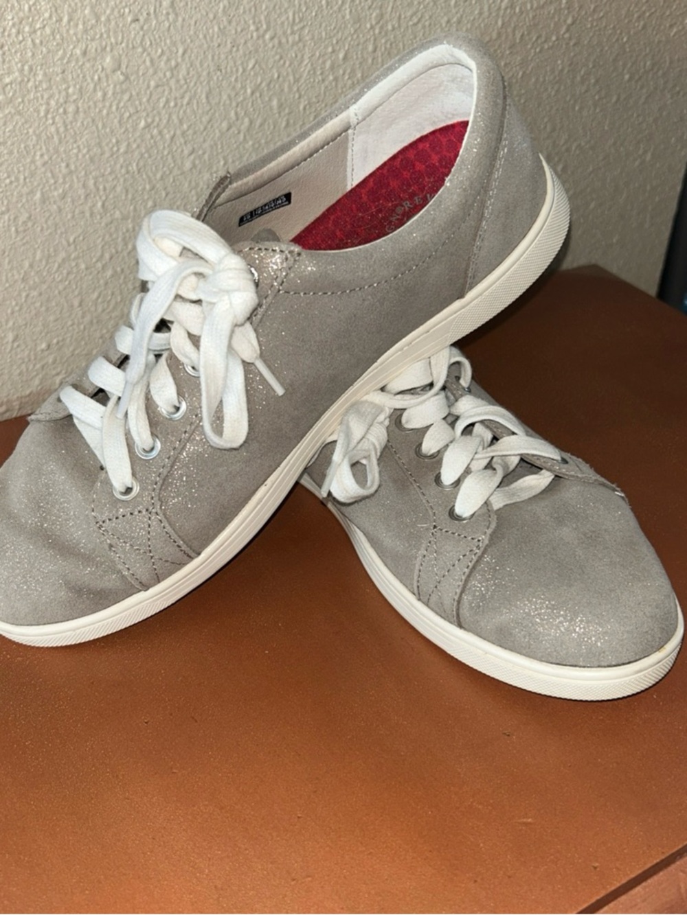 REVITALIGN Gray Lace-Up Women's Sneakers with Sparkle